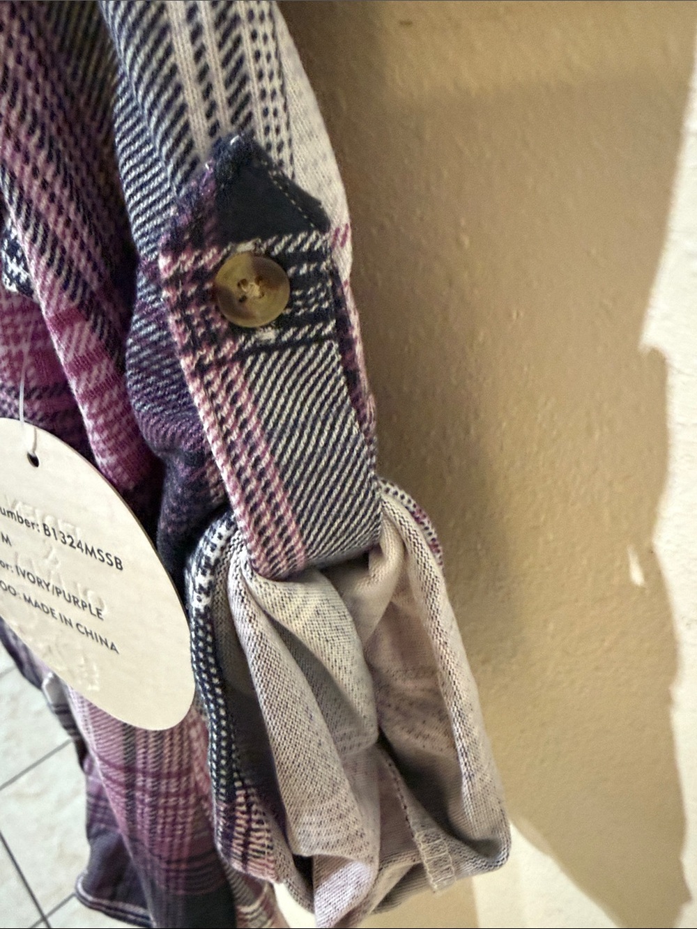 Eden & Olivia Pink, Charcoal & White Plaid Roll-Tab Flannel Shirt - Picture 5 of 8